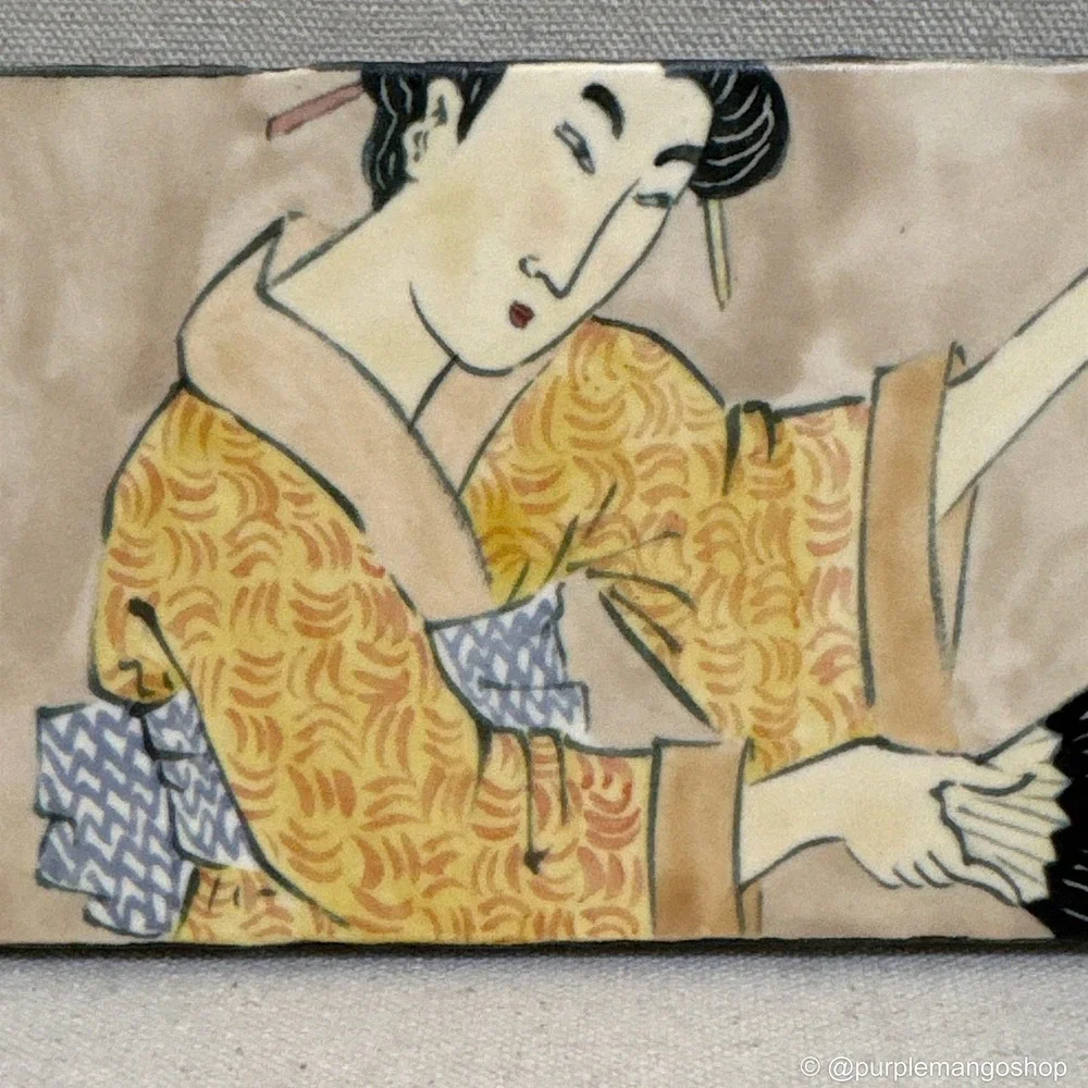VINTAGE Saks Fifth Avenue Japanese Ukiyo-e‎ Geisha Ceramic Art Tile Wall Plaque